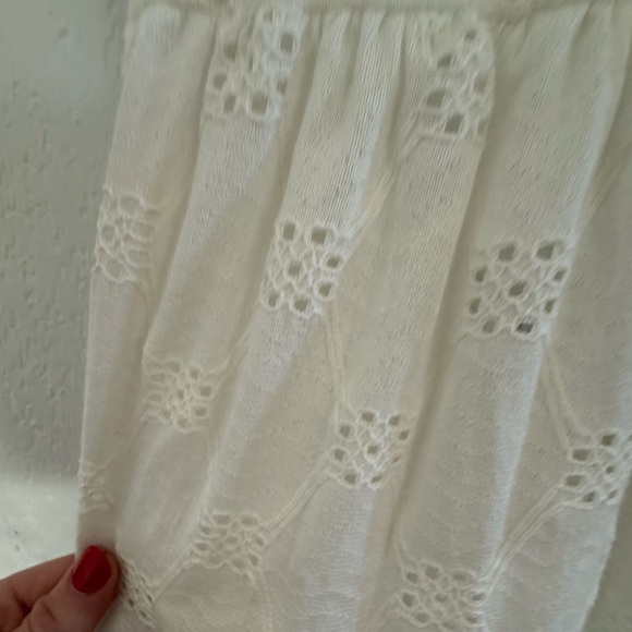 ZARA White Eyelet Cotton Midi Dress Open Back Tiered Drop Waist Size M Rare - Picture 8 of 9